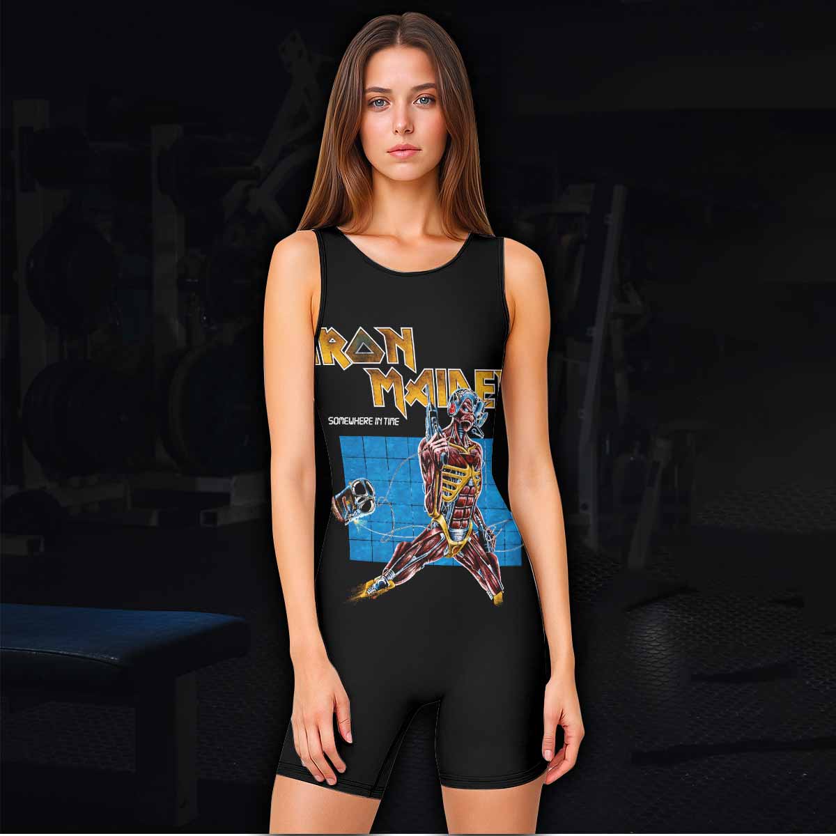 Iron Maiden Live After Death Wrestling Singlet - women's lifestyle view