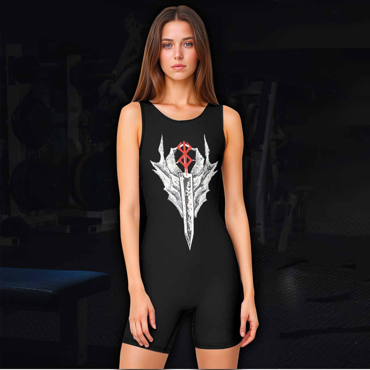 Berserk Black Swordsman Guts Wrestling Singlet - women's lifestyle view