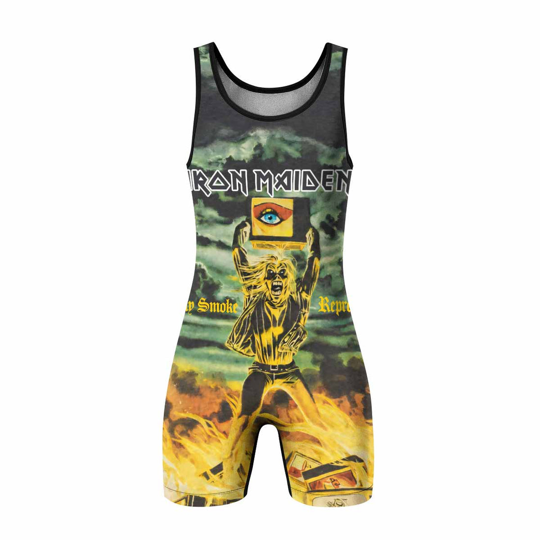 Iron Maiden Holy Smoke Wrestling Singlet - front and back view