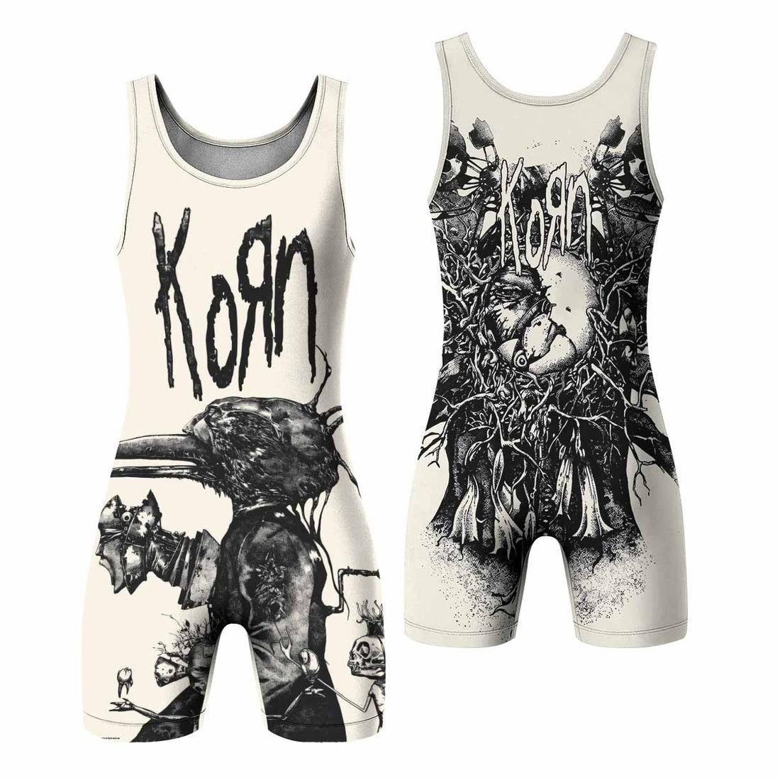 Korn Eye Of Heart Wrestling Singlet - front and back view