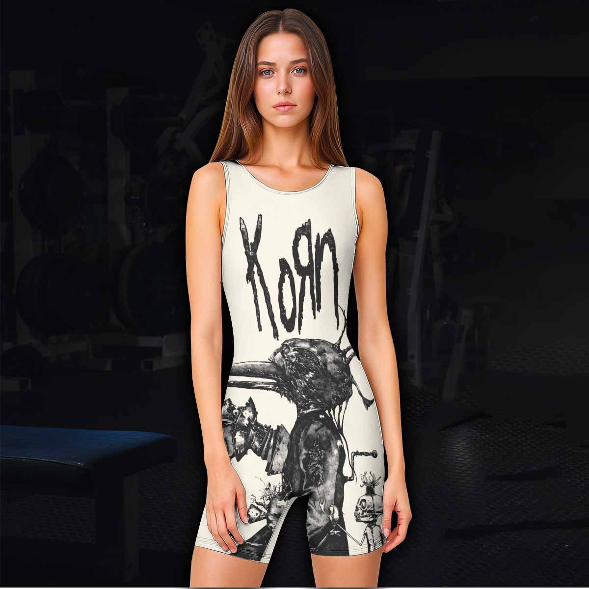 Korn Eye Of Heart Wrestling Singlet - women's lifestyle view