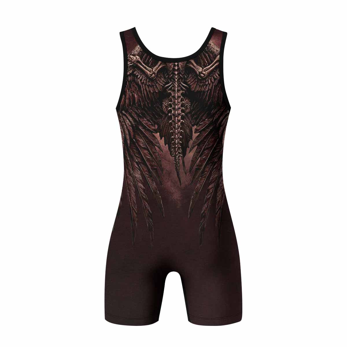 Bones of Grace Dark Angel Wrestling Singlet - back view mockup