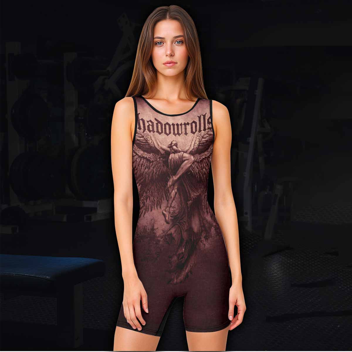 Bones of Grace Dark Angel Wrestling Singlet - women's lifestyle view