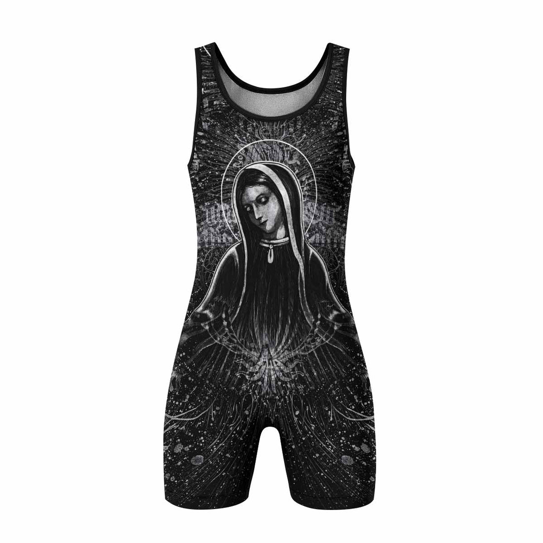 Virgin Mary Wrestling Singlet - front and back view