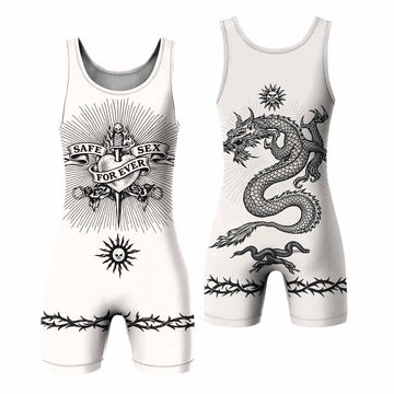 Dragon Tattoo Wrestling Singlet - front and back view