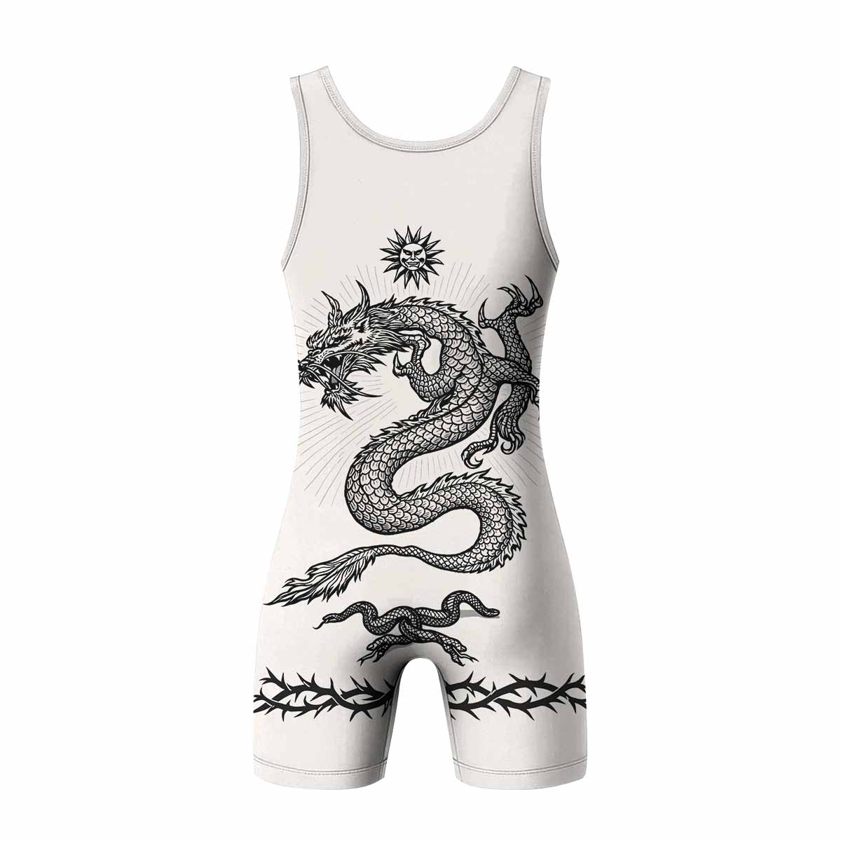 Dragon Tattoo Wrestling Singlet - back view mockup