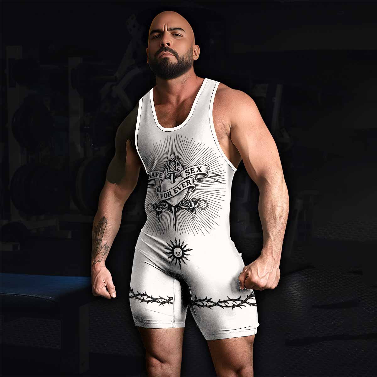 Dragon Tattoo Wrestling Singlet - men's lifestyle view