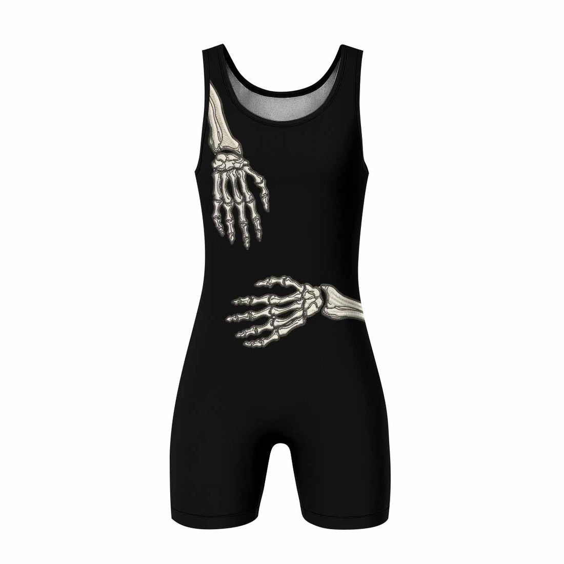 Bare Bones Skeleton Wrestling Singlet - front and back view