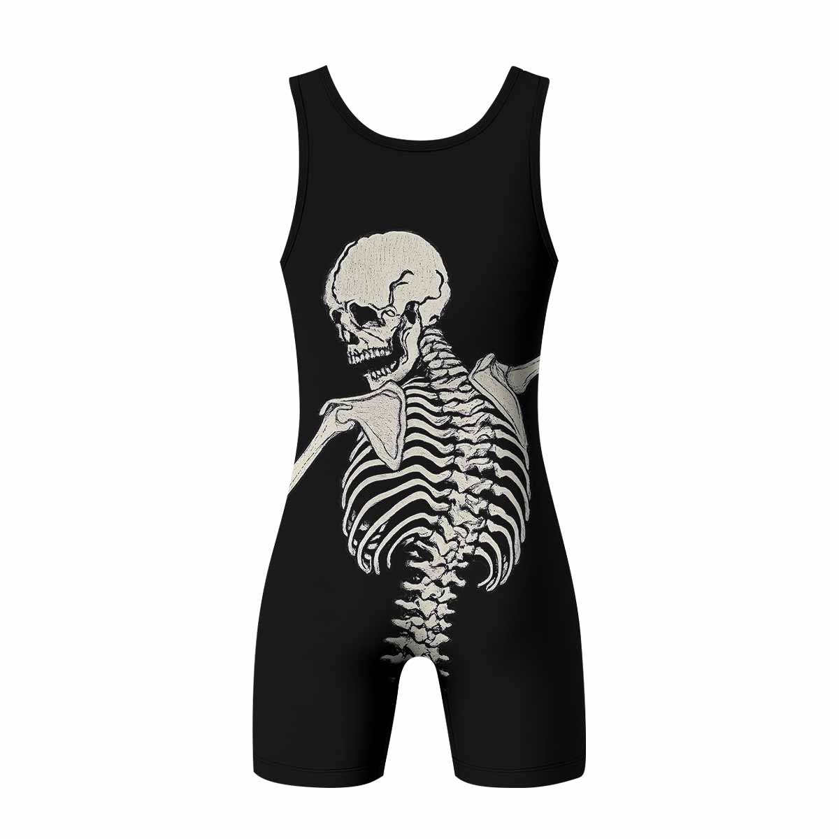 Bare Bones Skeleton Wrestling Singlet - back view mockup
