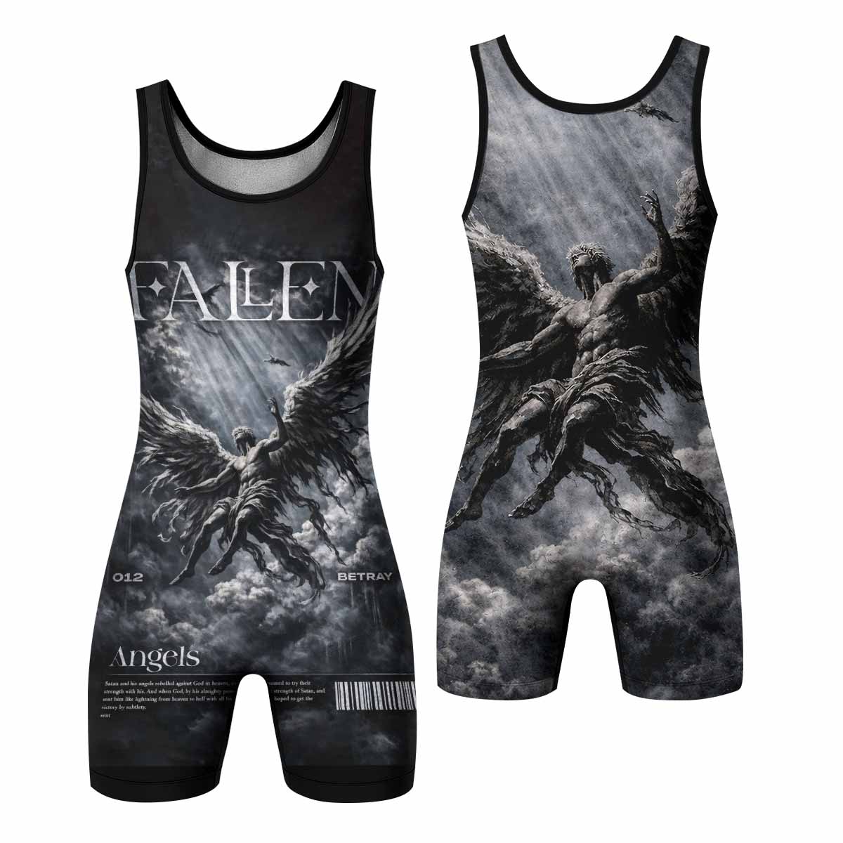 Fallen Angels Wrestling Singlet - front and back view