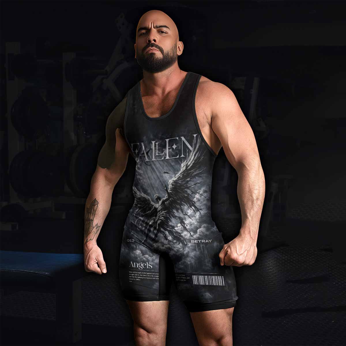 Fallen Angels Wrestling Singlet - men's lifestyle view