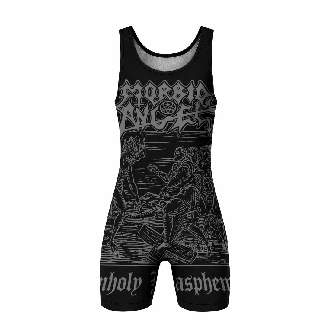 Morbid Angel Unholy Blasphemies Wrestling Singlet - front and back view