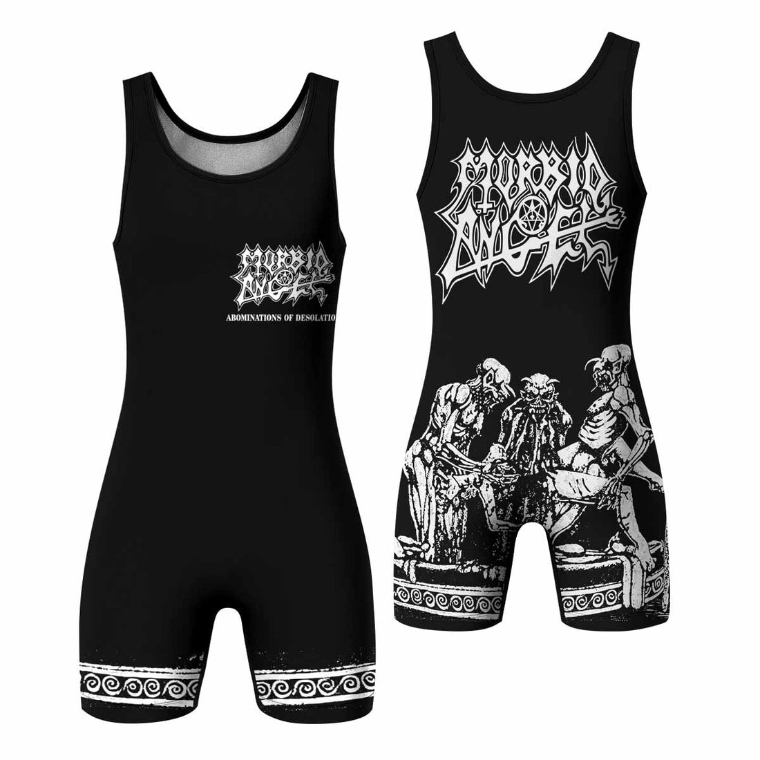 Morbid Angel Abominations of Desolation Wrestling Singlet - front and back view