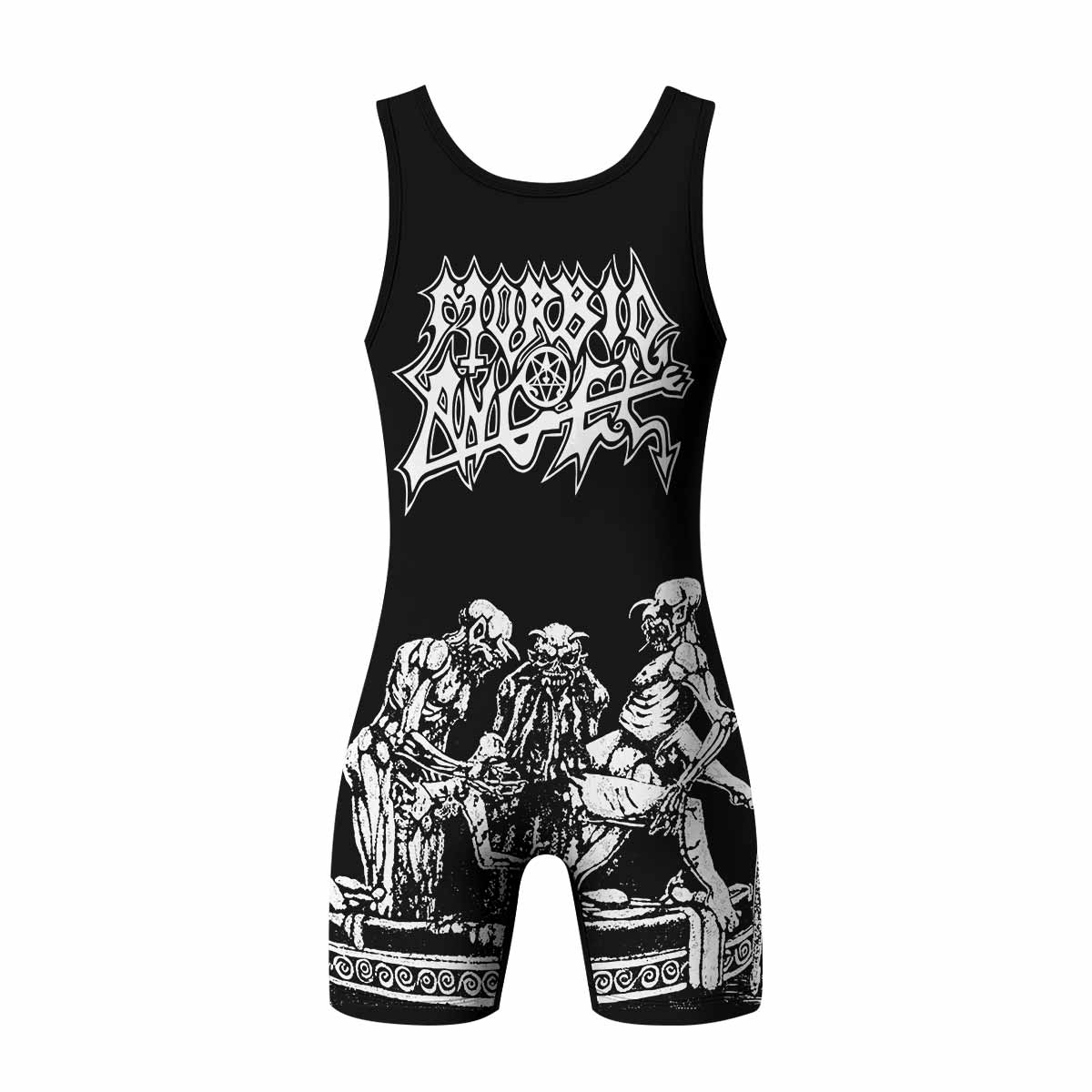 Morbid Angel Abominations of Desolation Wrestling Singlet - back view mockup