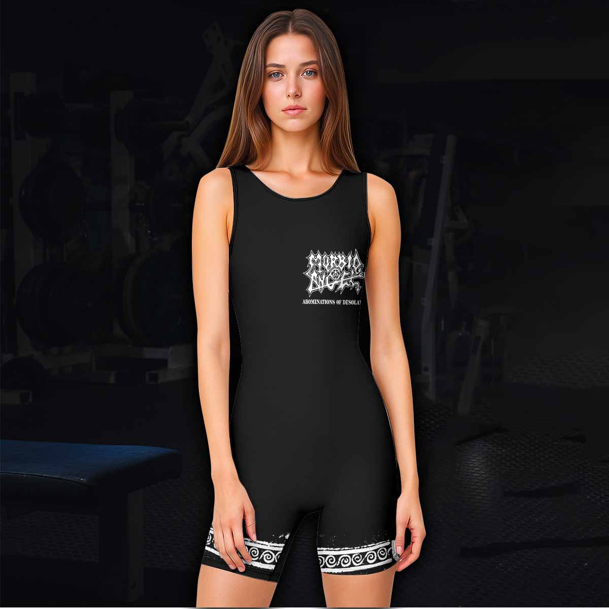 Morbid Angel Abominations of Desolation Wrestling Singlet - women's lifestyle view
