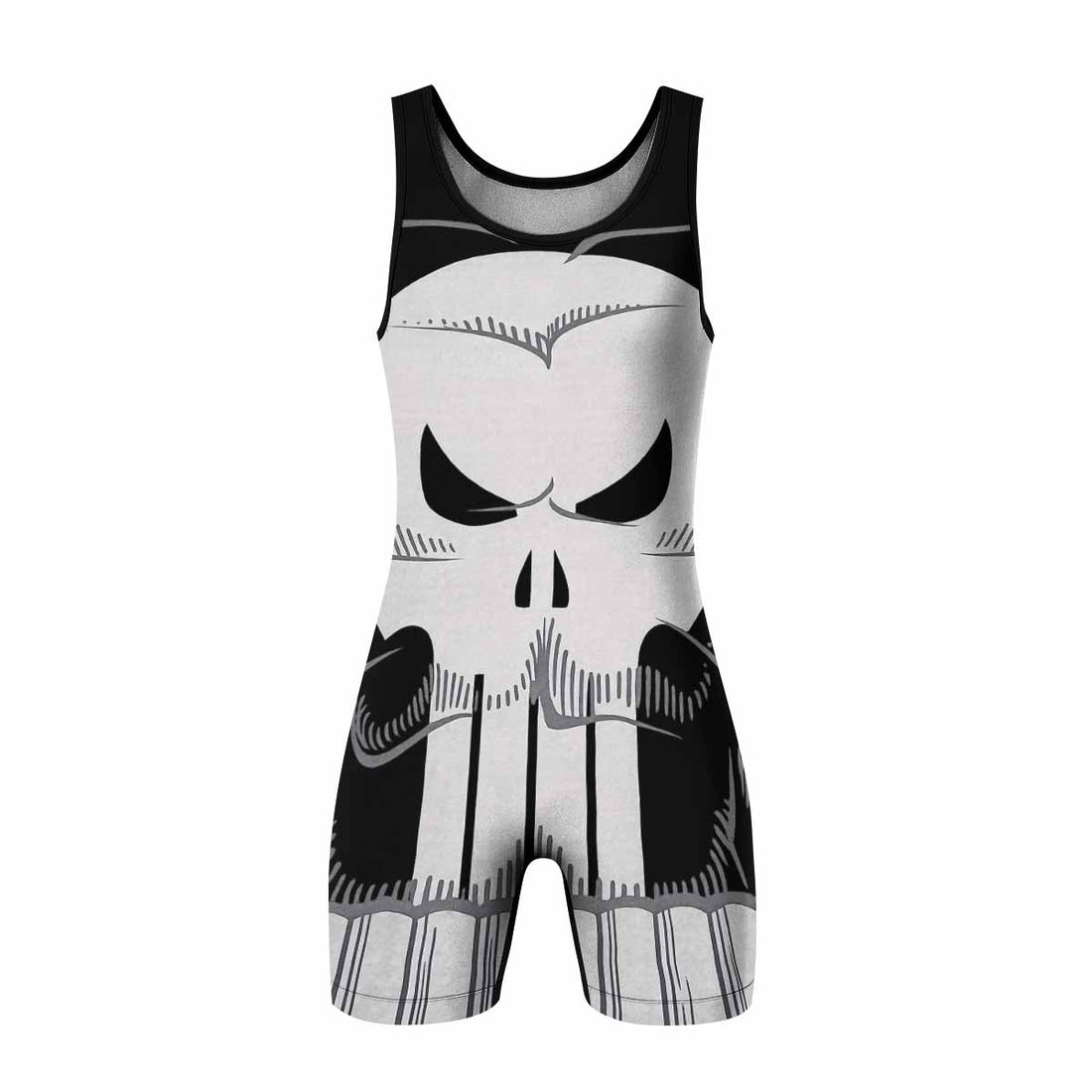 Punisher Skull Tactical Wrestling Singlet - front and back view