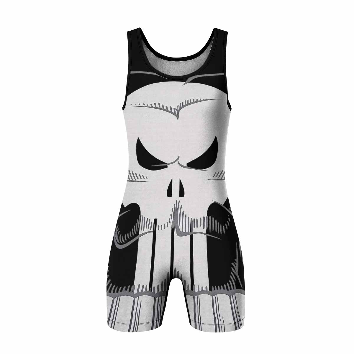Punisher Skull Tactical Wrestling Singlet - front view mockup