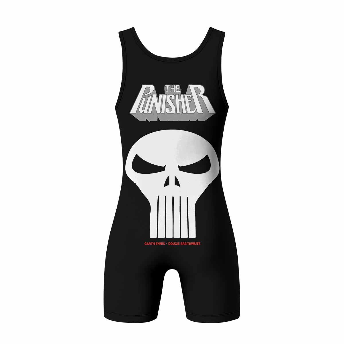The Punisher Comic Frank Castle Wrestling Singlet - back view mockup