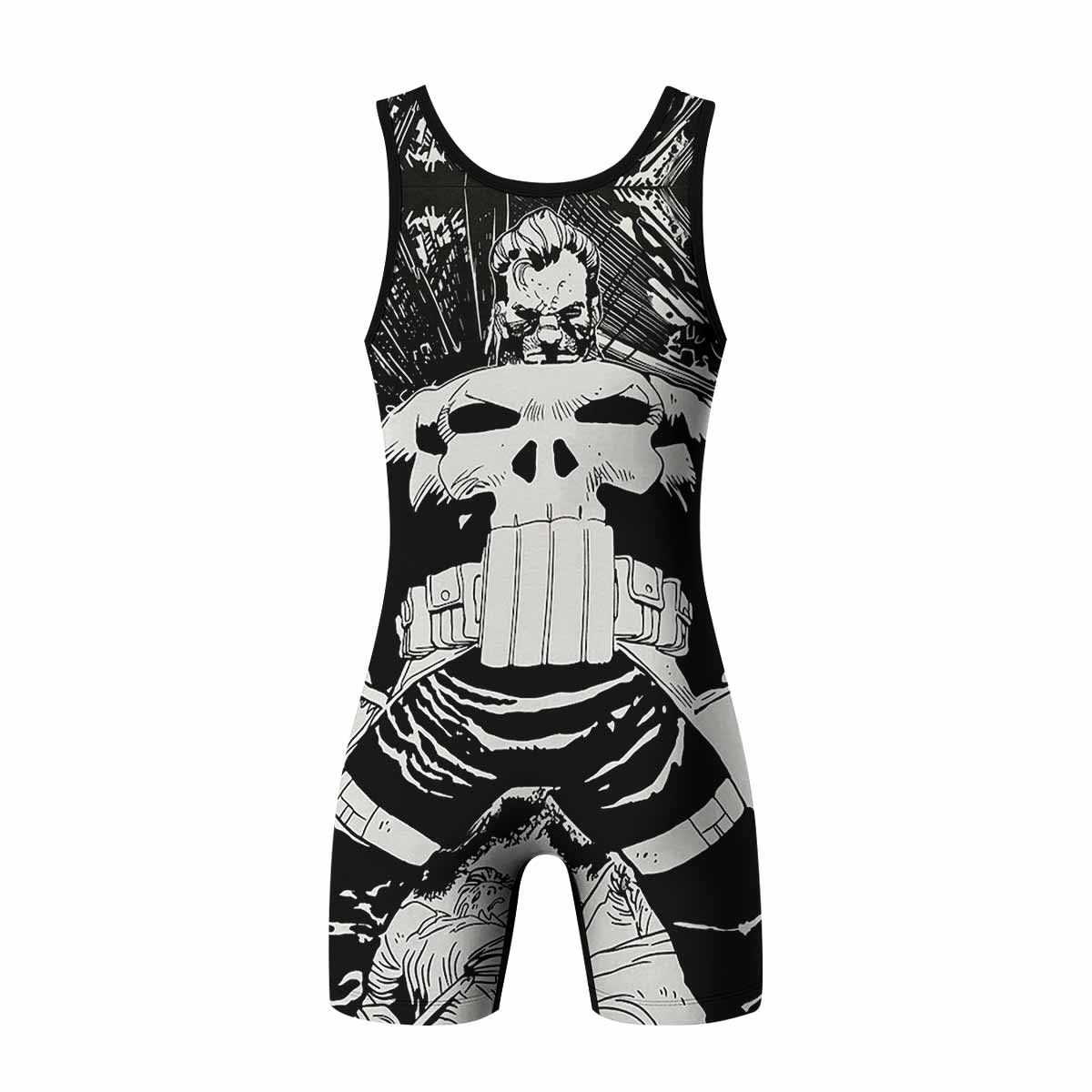 Punisher Bullet Storm Frank Castle Wrestling Singlet - back view mockup