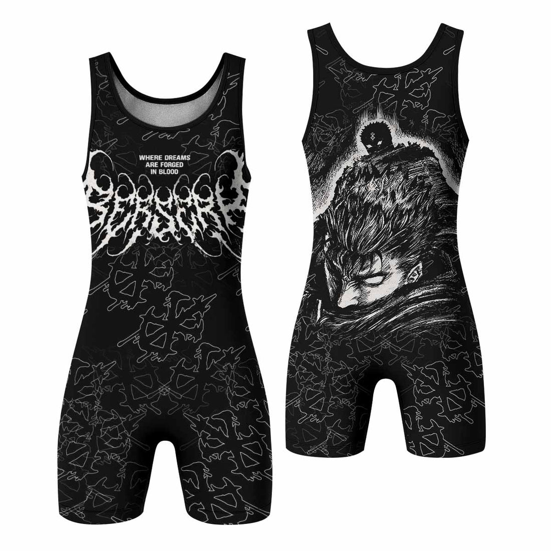 Berserk Forged In Blood Wrestling Singlet - front and back view