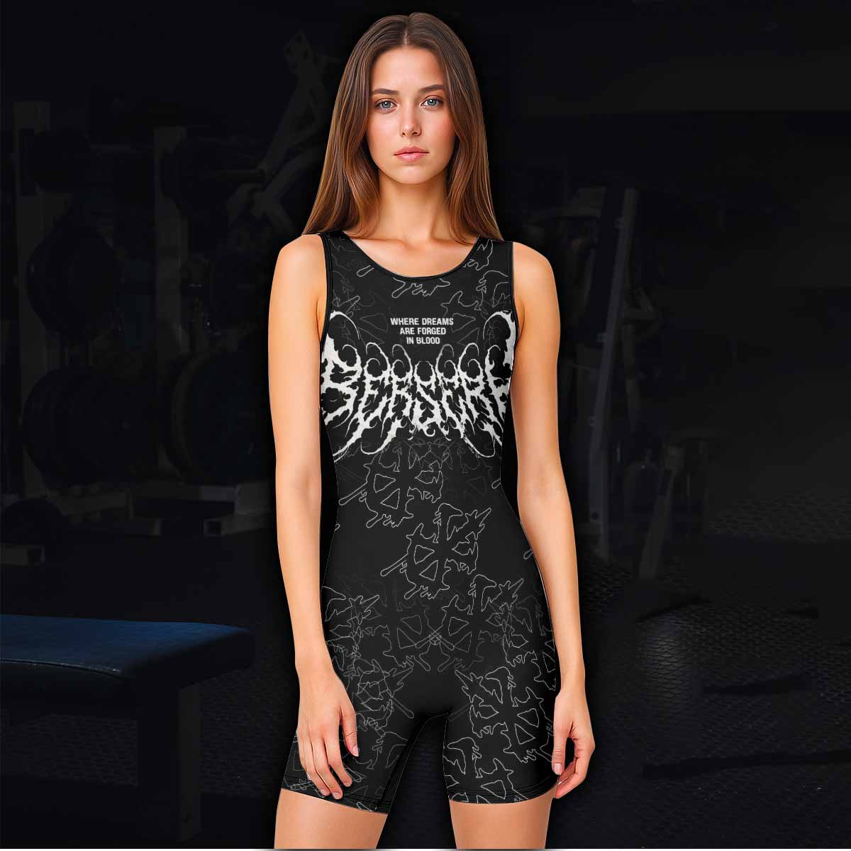 Berserk Forged In Blood Wrestling Singlet - women's lifestyle view