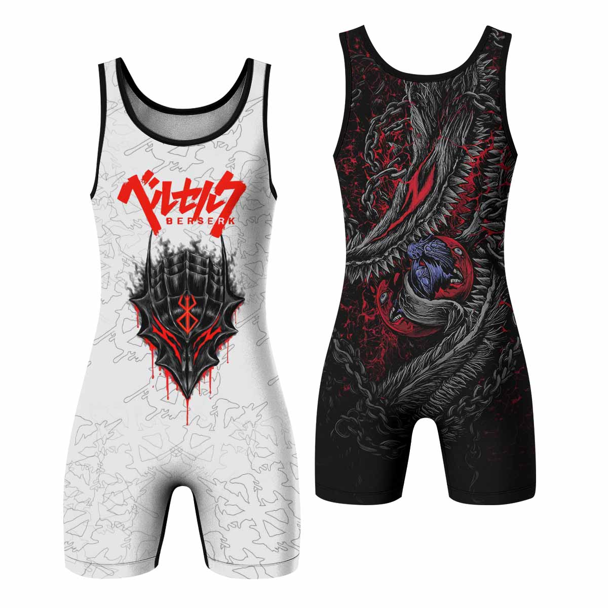 Berserk Berserker Armor Wrestling Singlet - front and back view