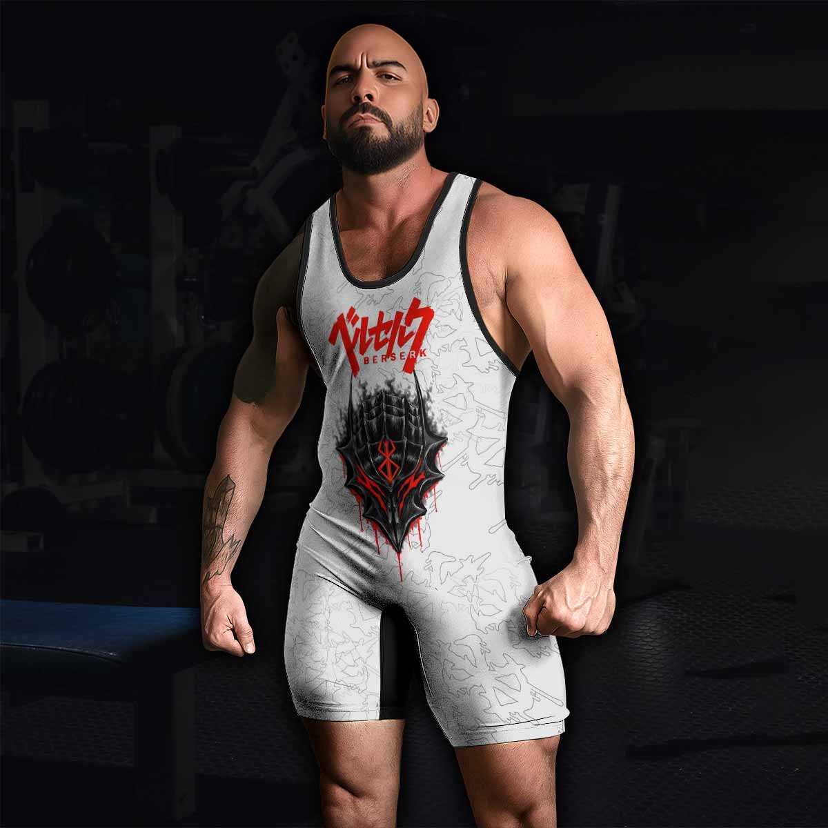 Berserk Berserker Armor Wrestling Singlet - men's lifestyle view