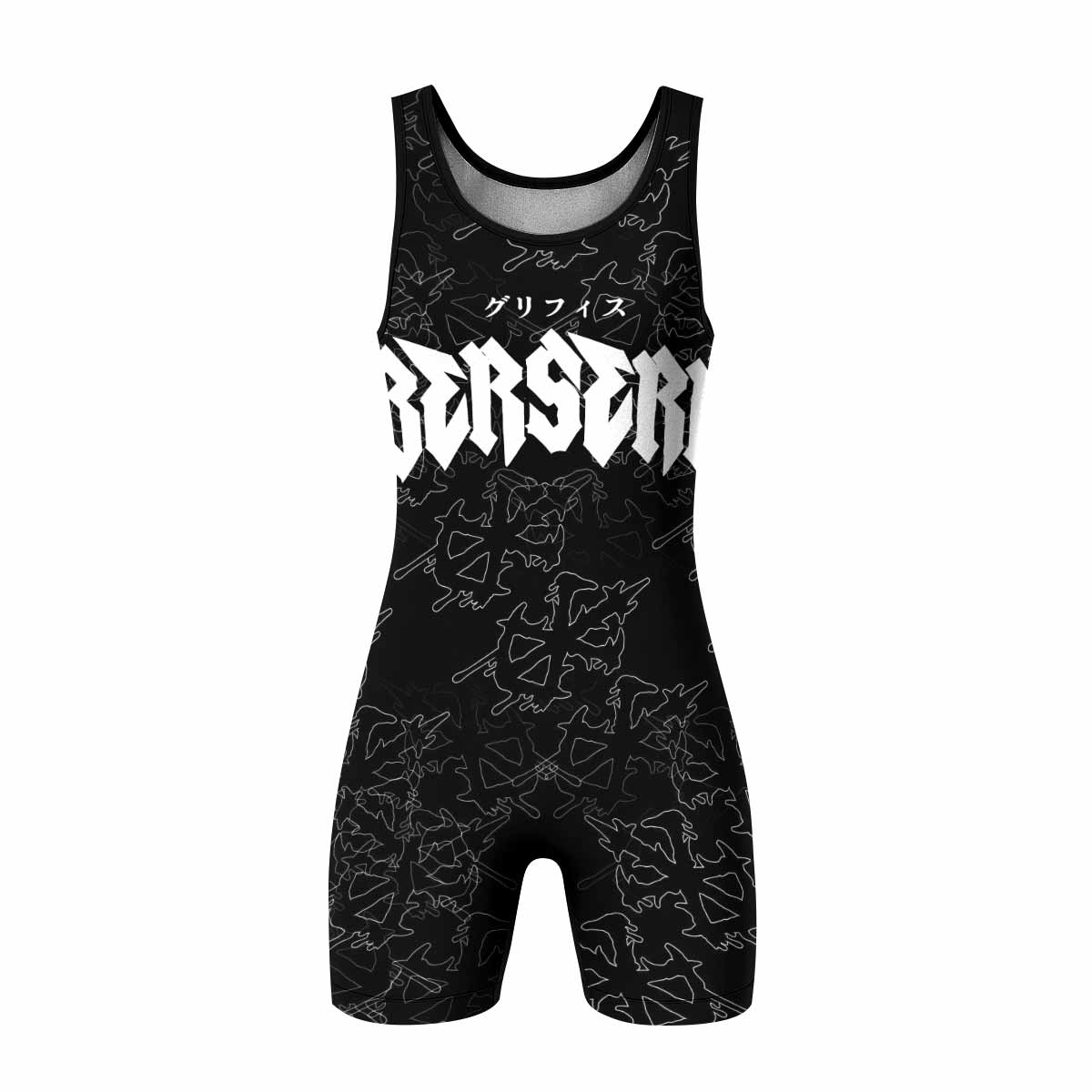 Berserk Dragon Slayer Skull Wrestling Singlet - front view mockup