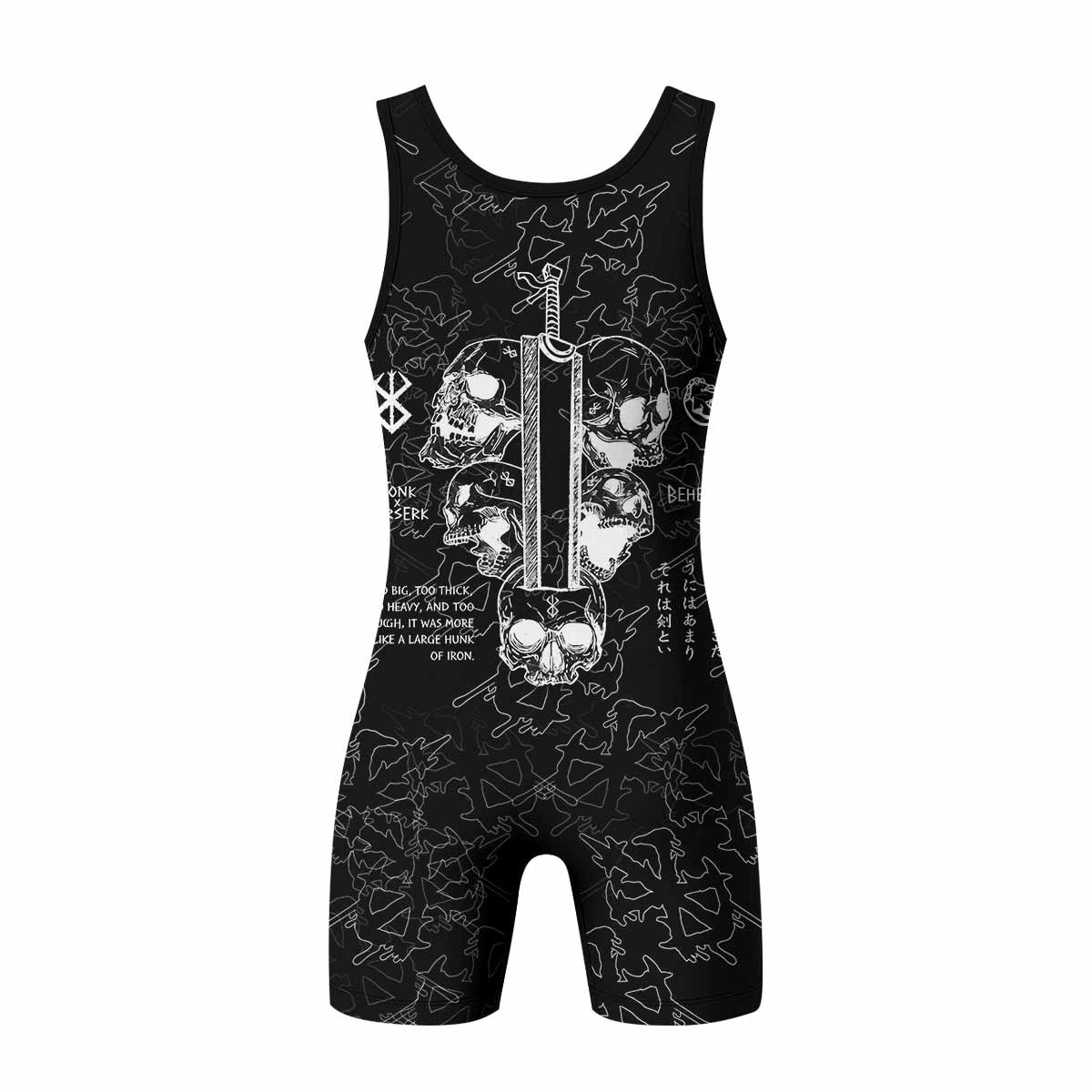Berserk Dragon Slayer Skull Wrestling Singlet - back view mockup