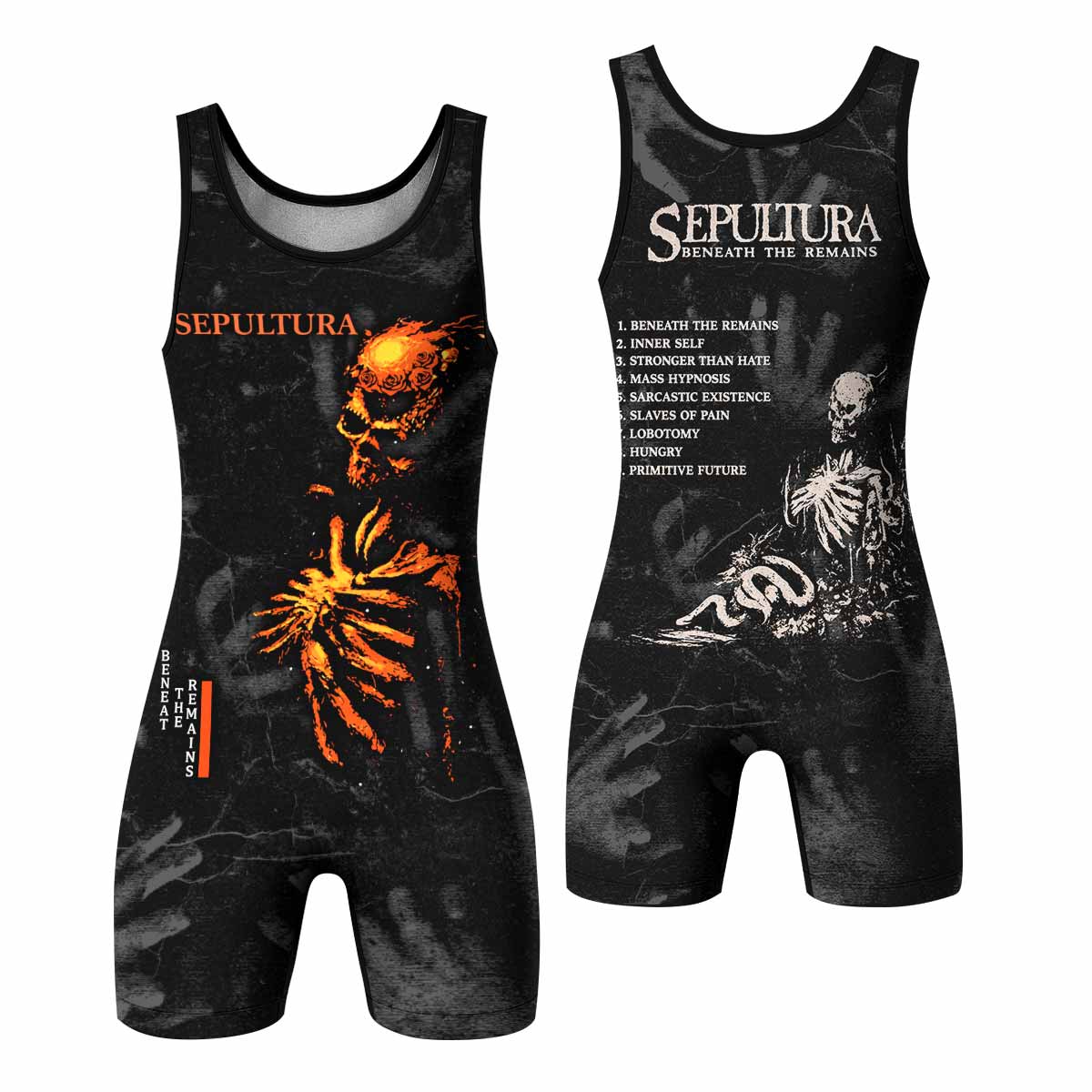 Sepultura Beneath the Remains Wrestling Singlet - front and back view