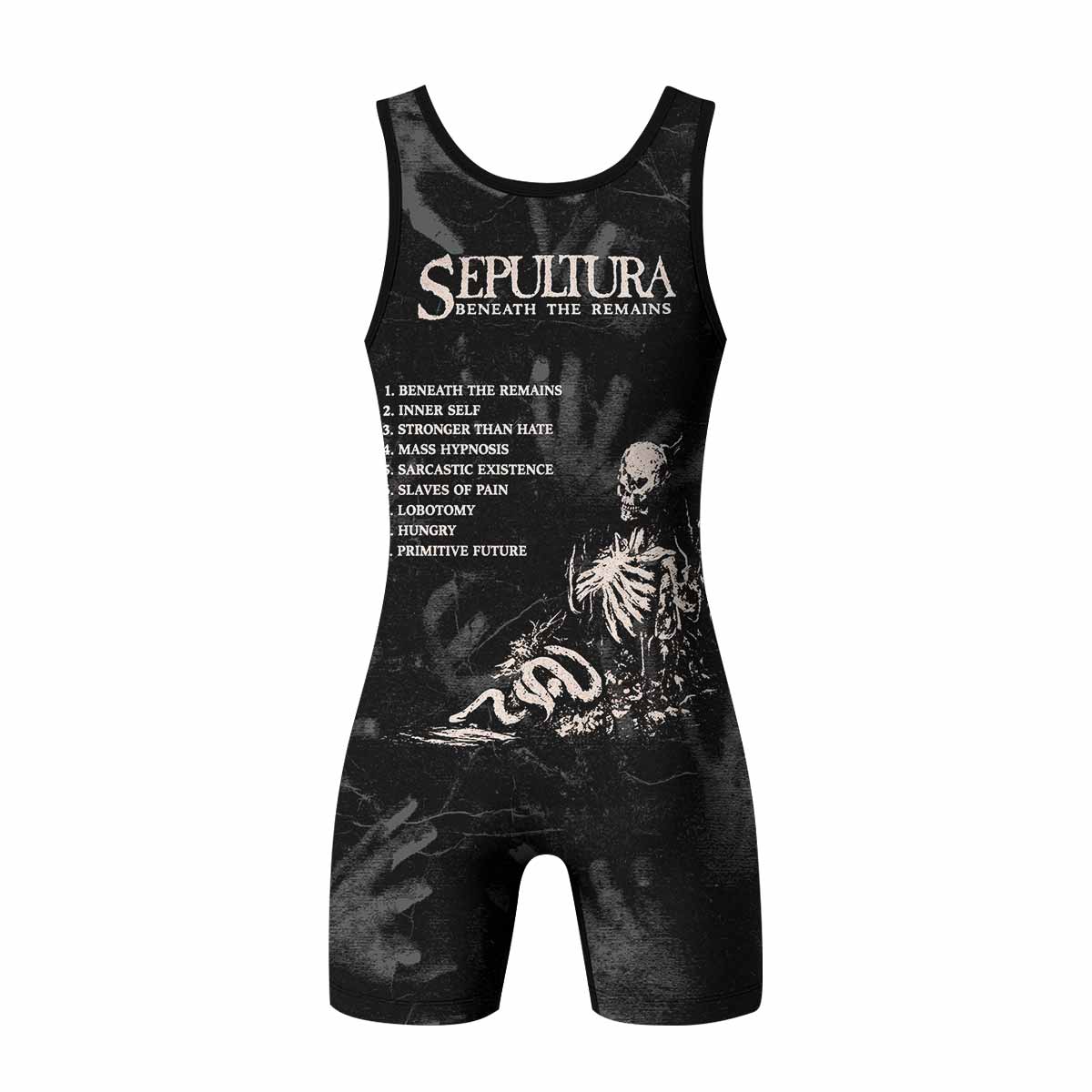 Sepultura Beneath the Remains Wrestling Singlet - back view mockup