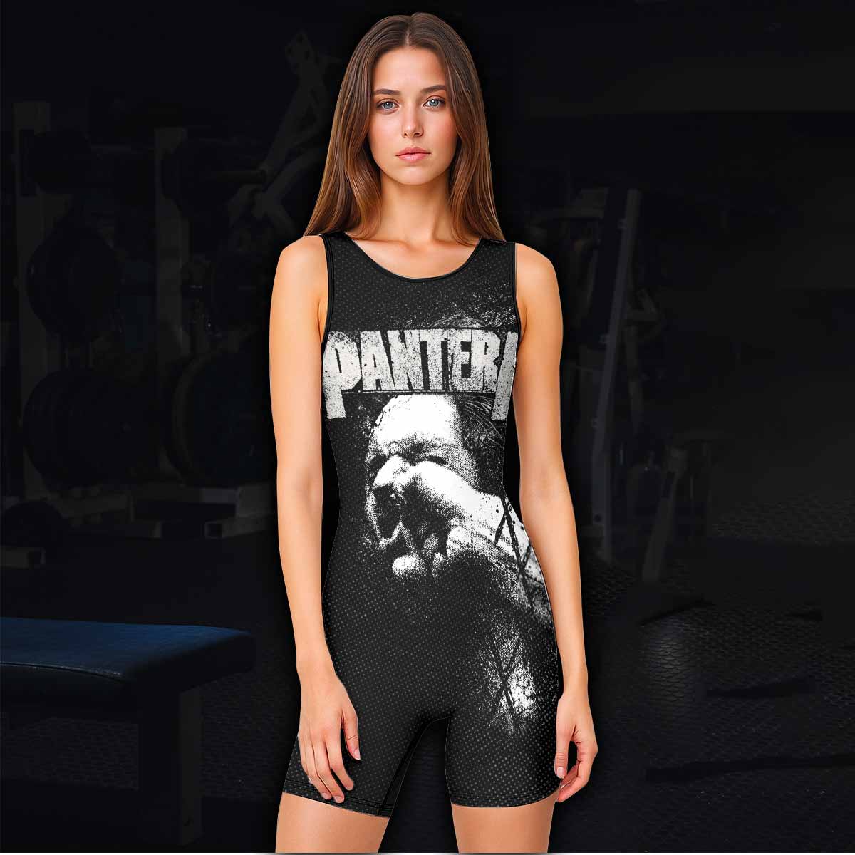 Vulgar Display of Power Pantera Wrestling Singlet - women's lifestyle view