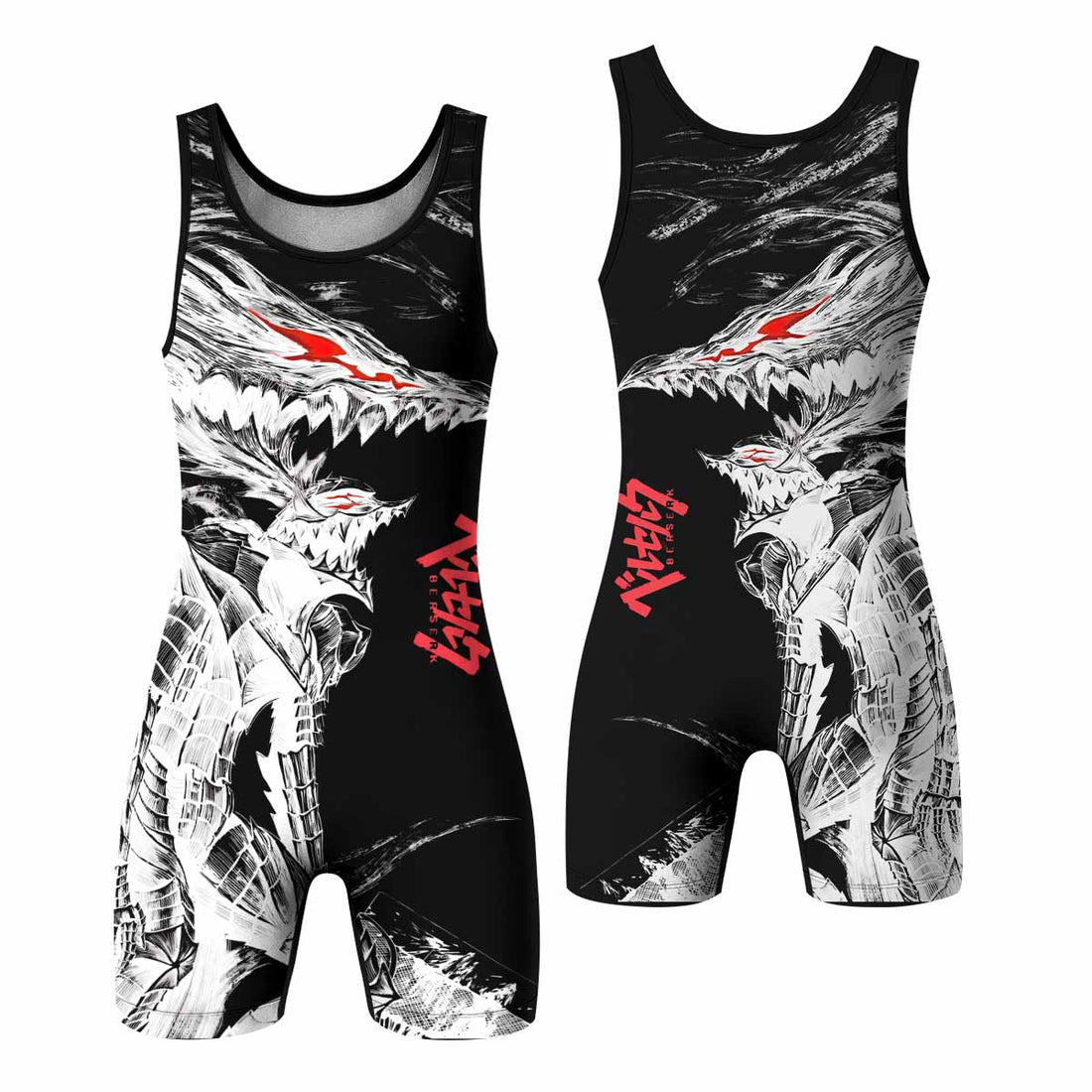 Berserk Guts Berserker Armor Wrestling Singlet - front and back view