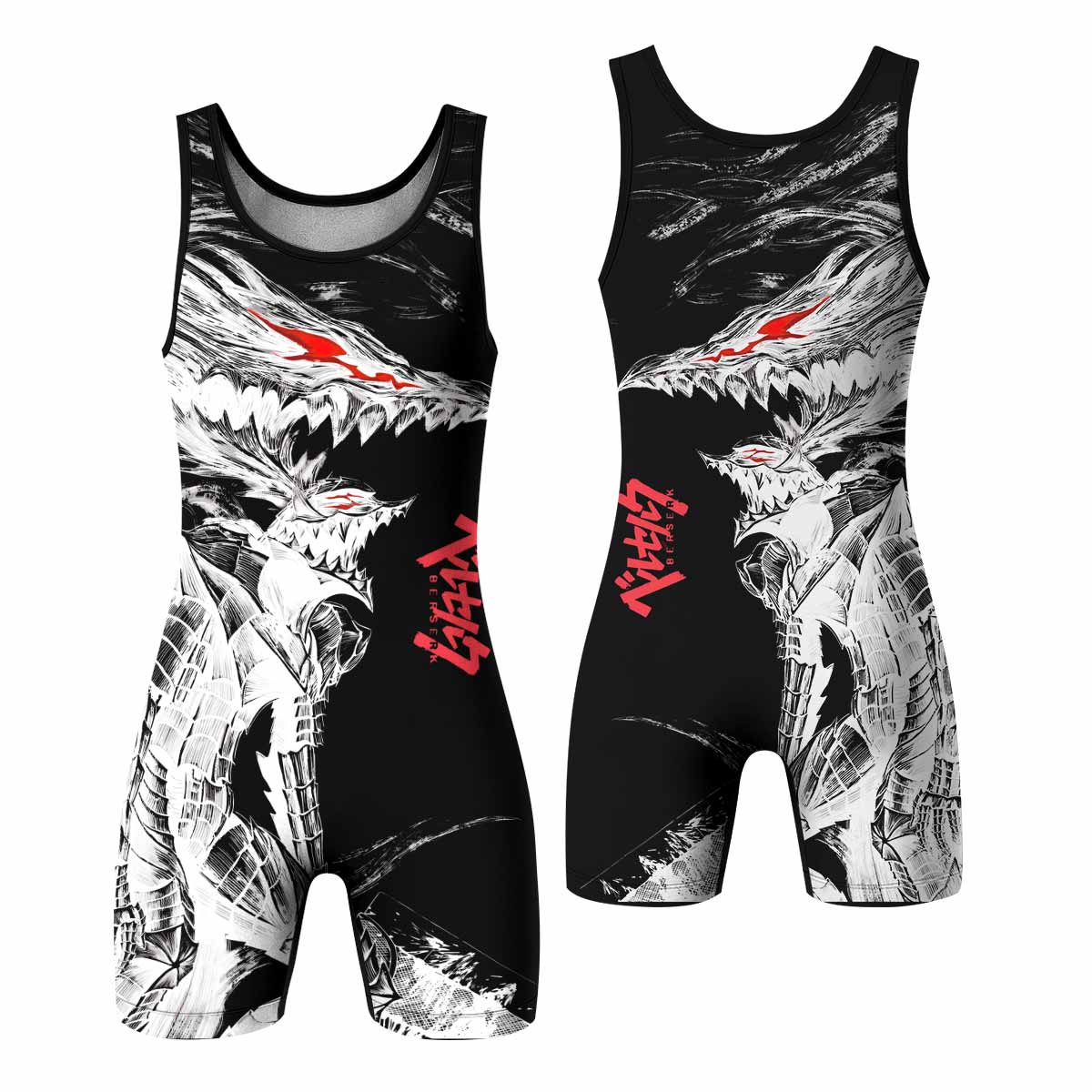 Berserk Guts Berserker Armor Wrestling Singlet - front and back view