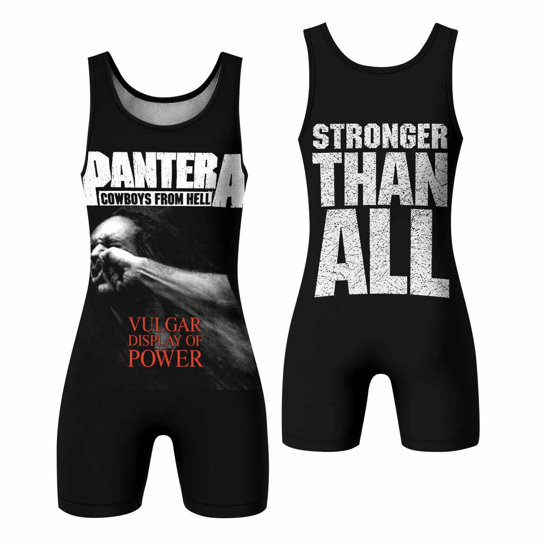 Pantera Stronger Than All Wrestling Singlet - front and back view