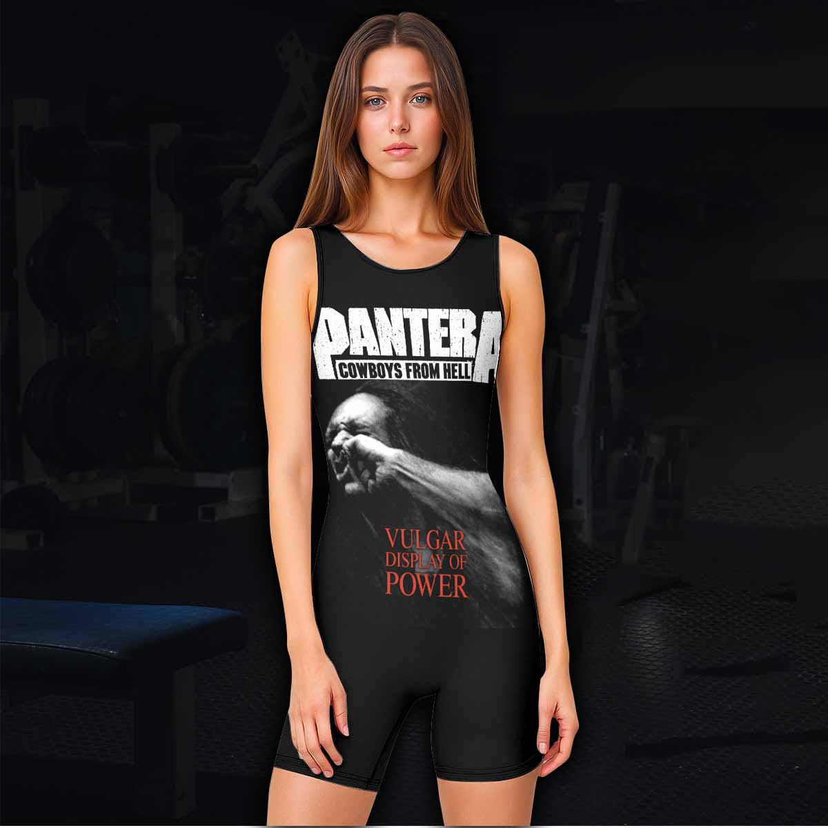 Pantera Stronger Than All Wrestling Singlet - women's lifestyle view