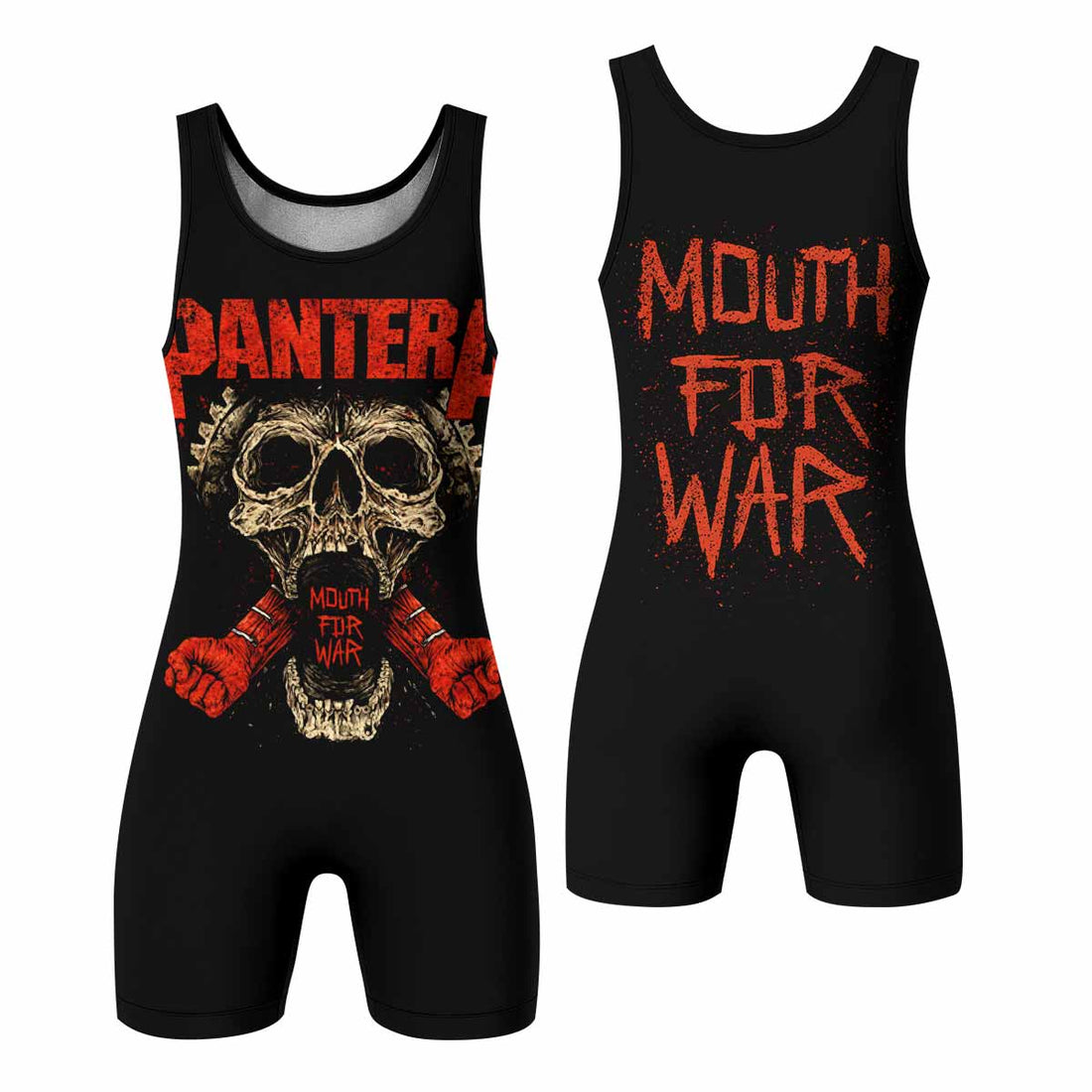 Pantera Mouth for War Wrestling Singlet - front and back view