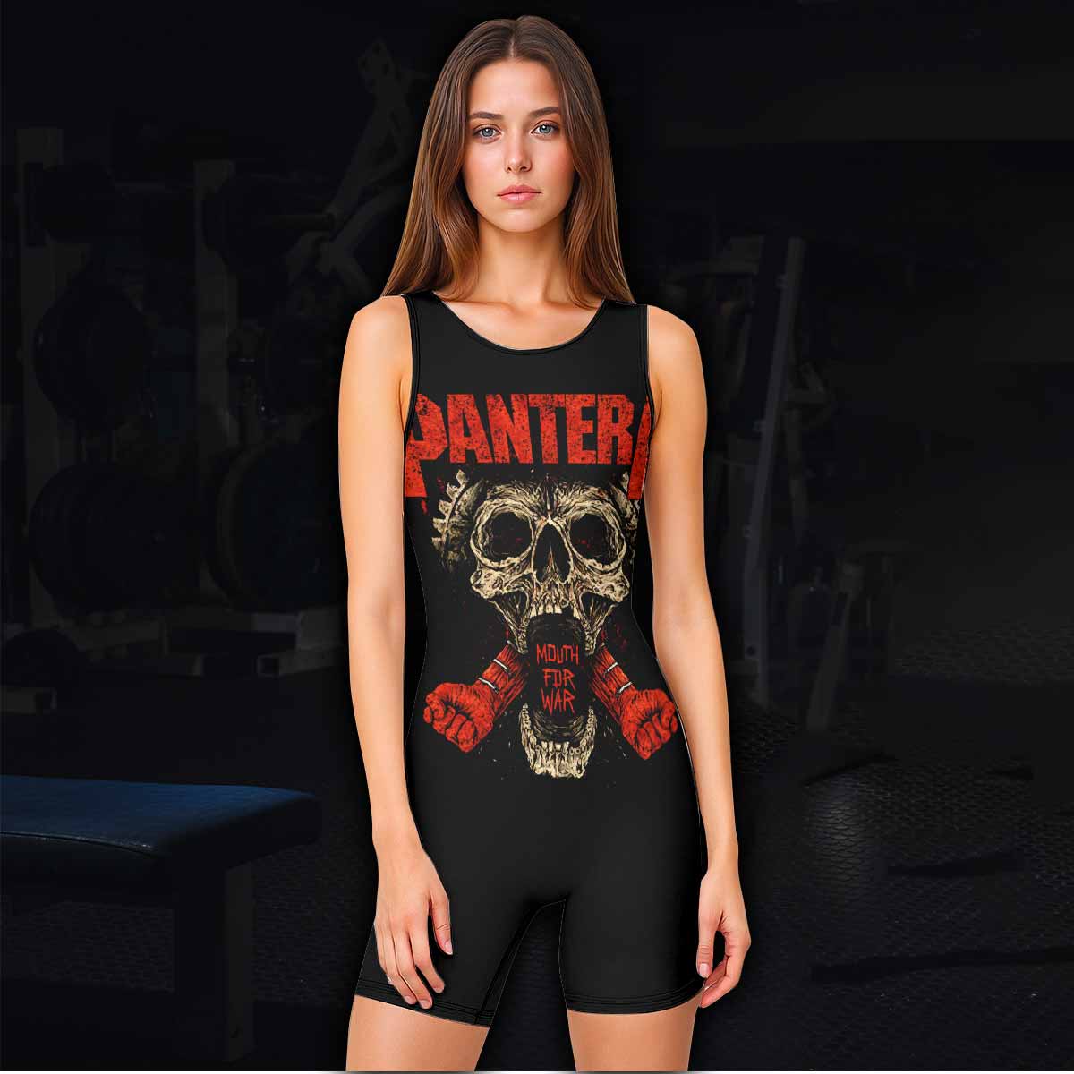 Pantera Mouth for War Wrestling Singlet - women's lifestyle view