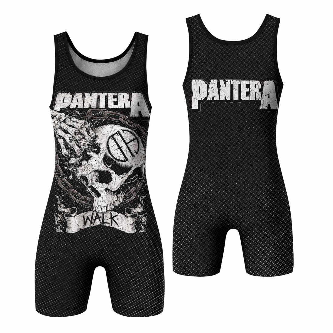 Pantera Walk Skull Wrestling Singlet - front and back view