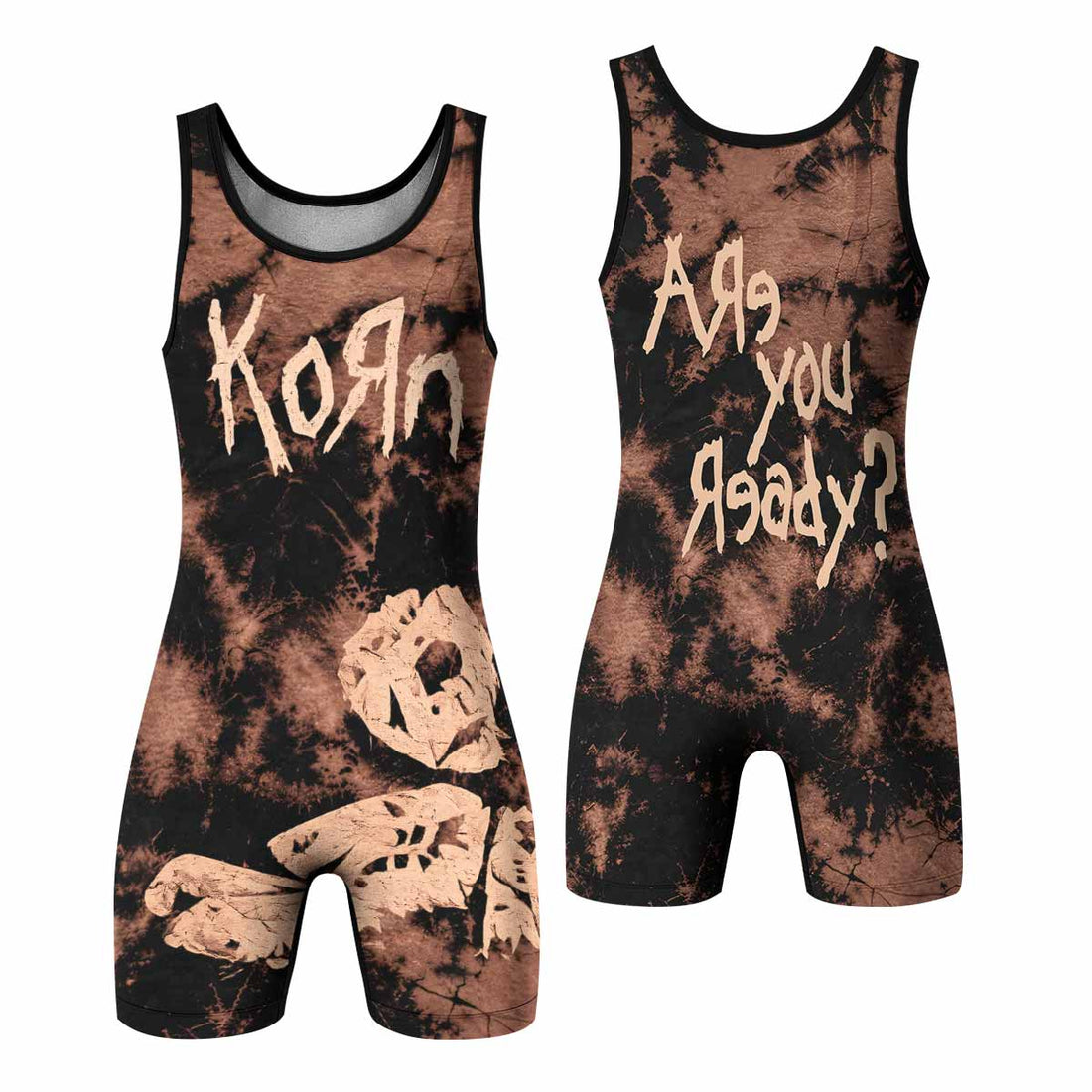 Korn Are You Ready Wrestling Singlet - front and back view