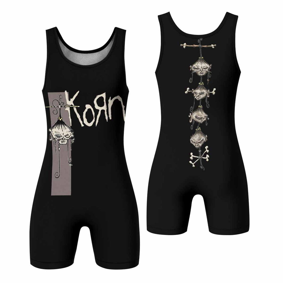 Korn Gothic Spine Wrestling Singlet - front and back view