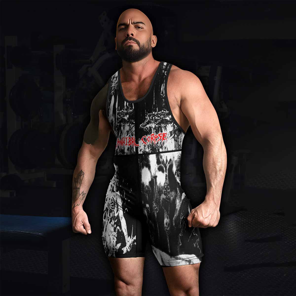 Cannibal Corpse Horror Wrestling Singlet - men's lifestyle view