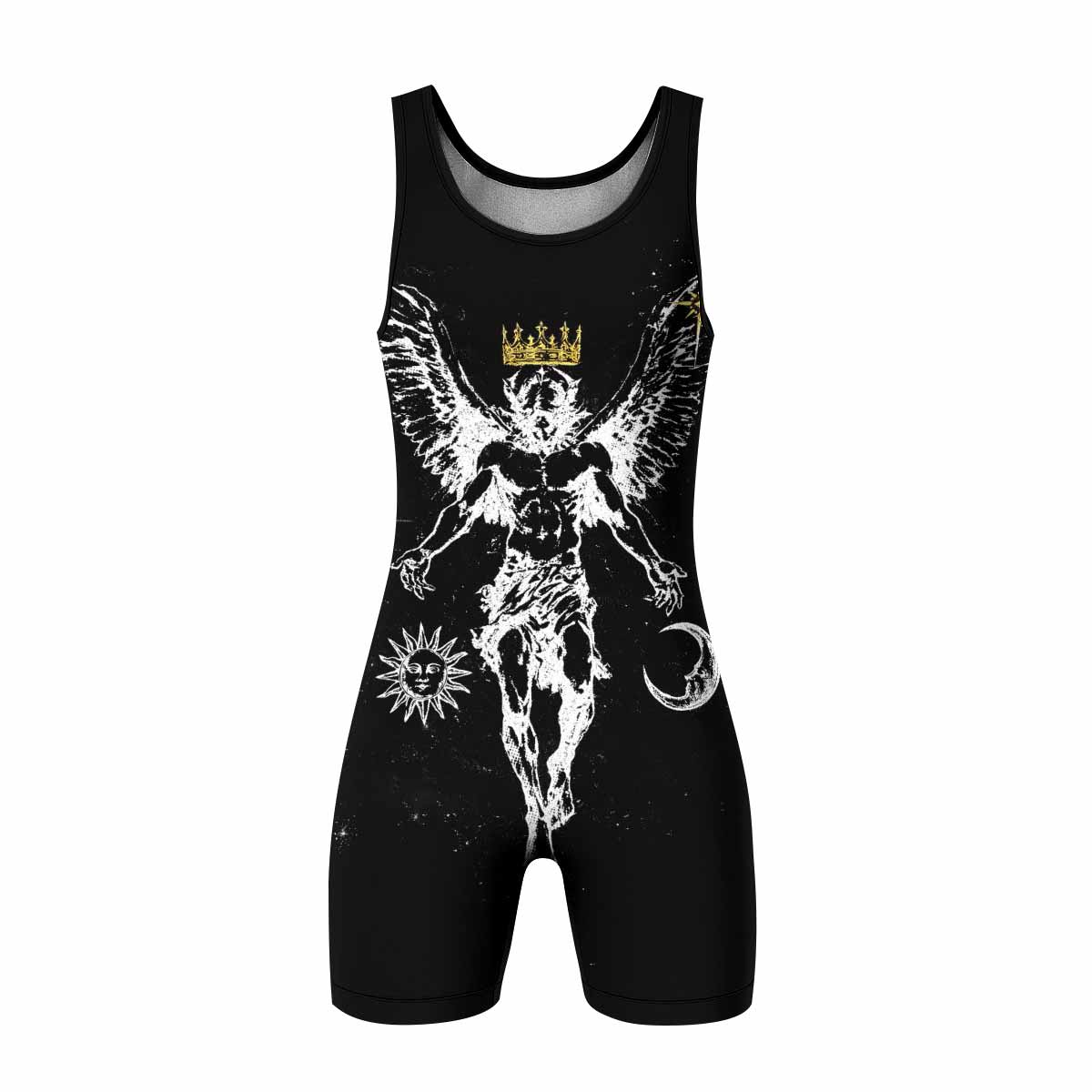 The Messenger Has Arrived Black Wrestling Singlet - front view mockup