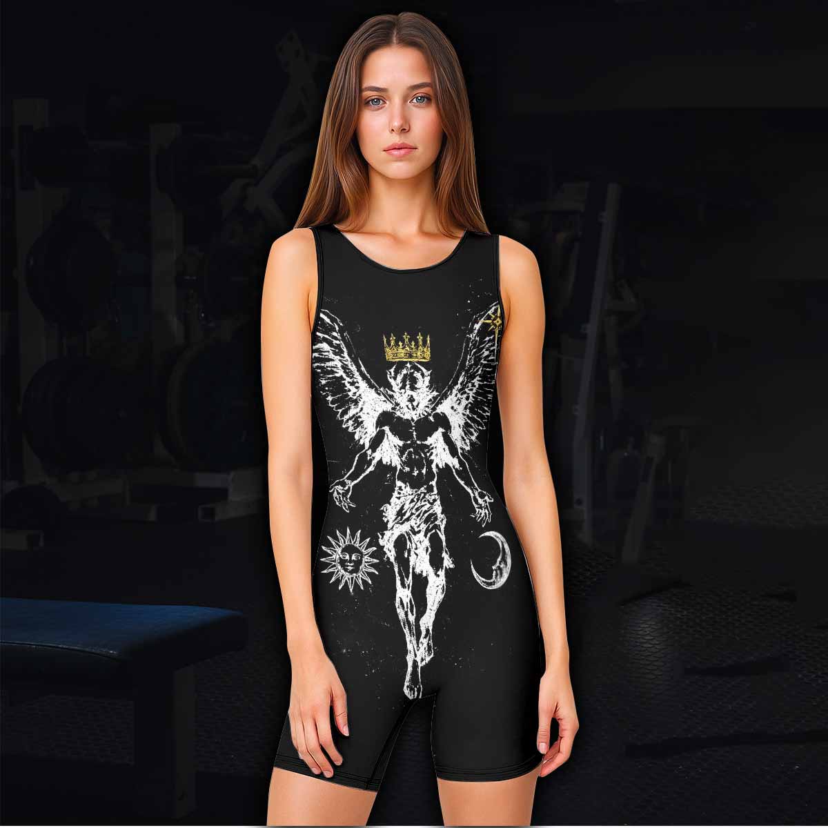 The Messenger Has Arrived Black Wrestling Singlet - women's lifestyle view