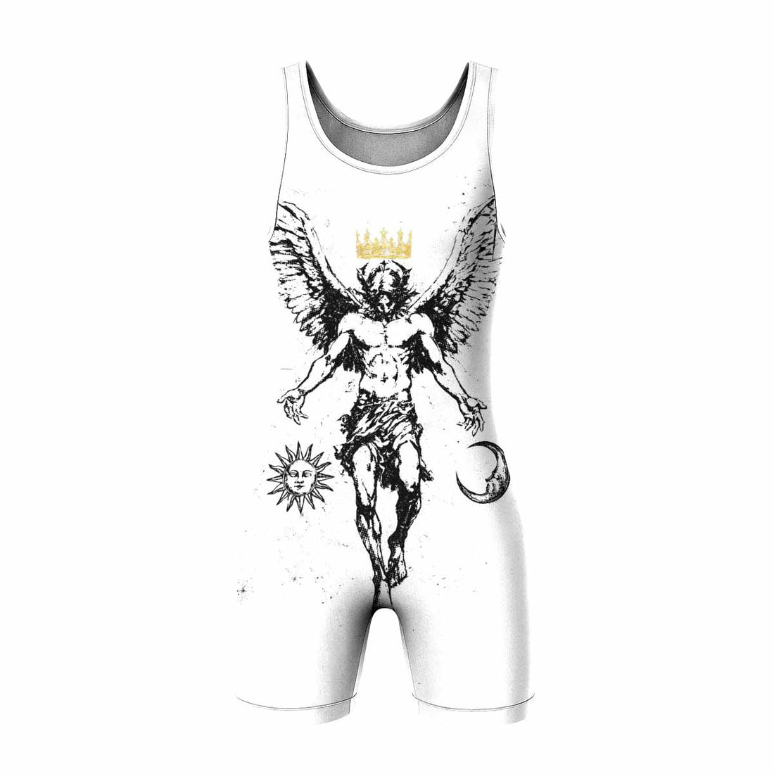 The Messenger Has Arrived White Wrestling Singlet - front and back view