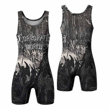 Corporate World Paradise Lost Wrestling Singlet - front and back view