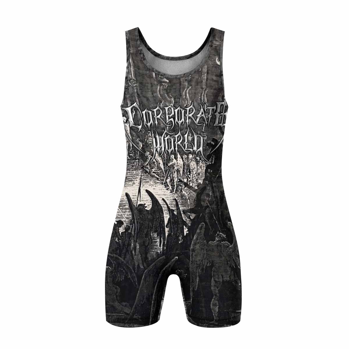 Corporate World Paradise Lost Wrestling Singlet - front view mockup