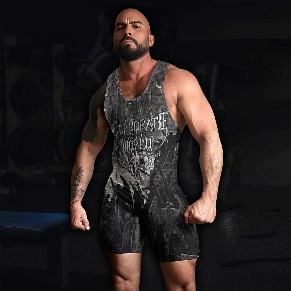 Corporate World Paradise Lost Wrestling Singlet - men's lifestyle view