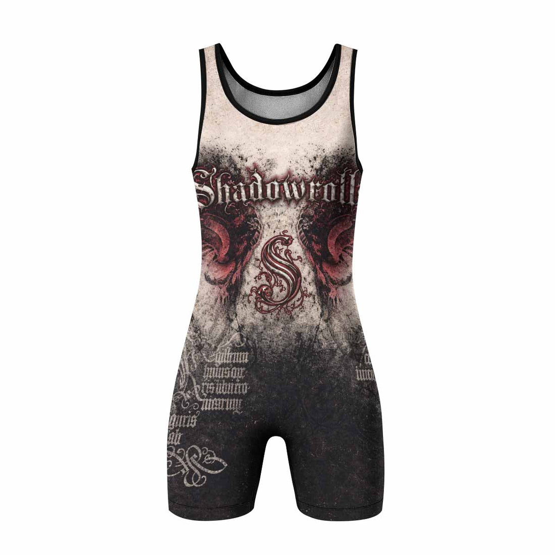 Grunge Smoke Gothic Wrestling Singlet - front and back view