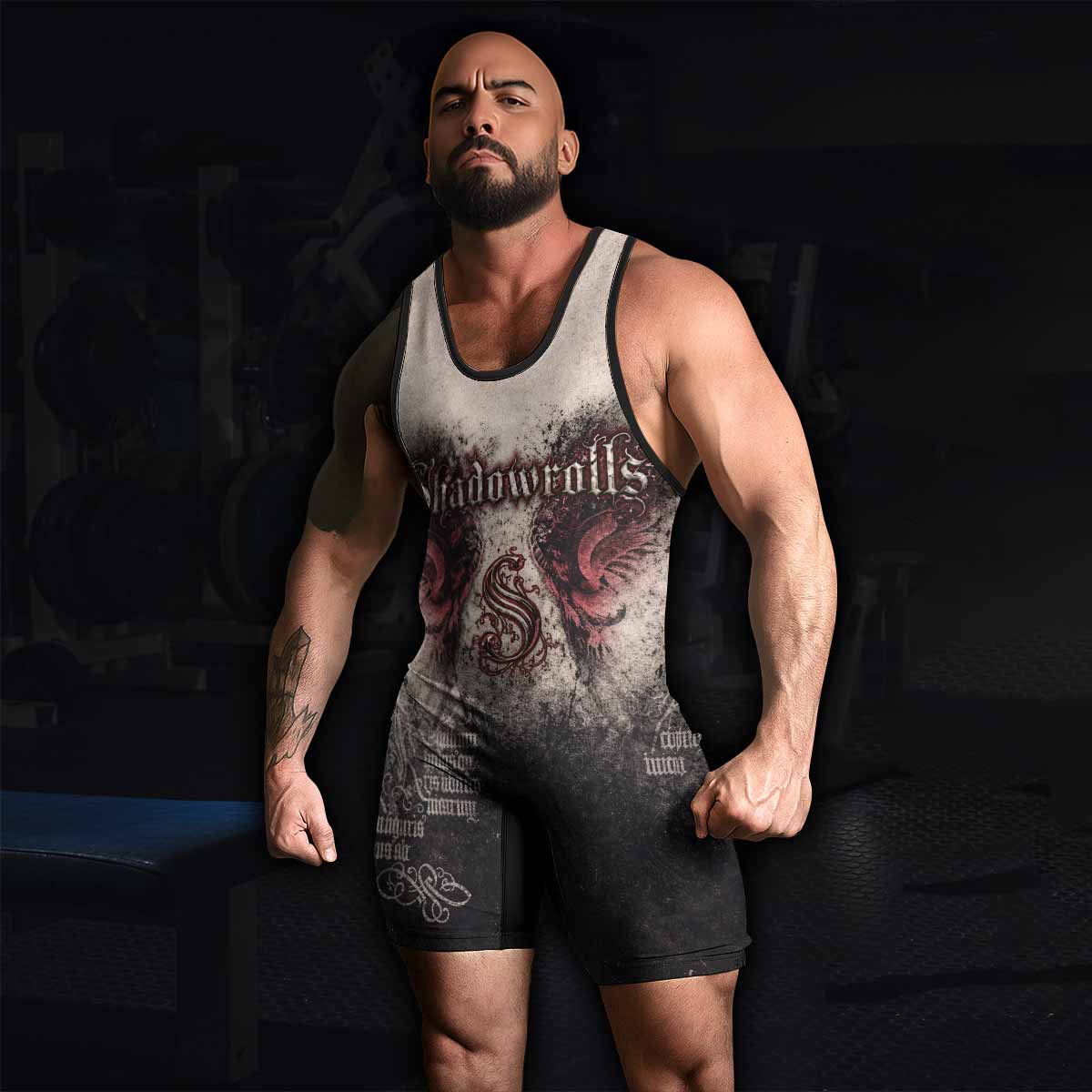 Grunge Smoke Gothic Wrestling Singlet - men's lifestyle view